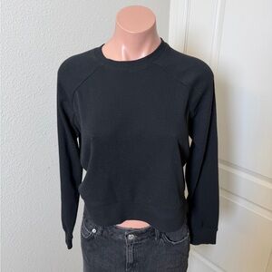 Sienne Waffle Knit Classic Black Long Sleeve Top Sz M